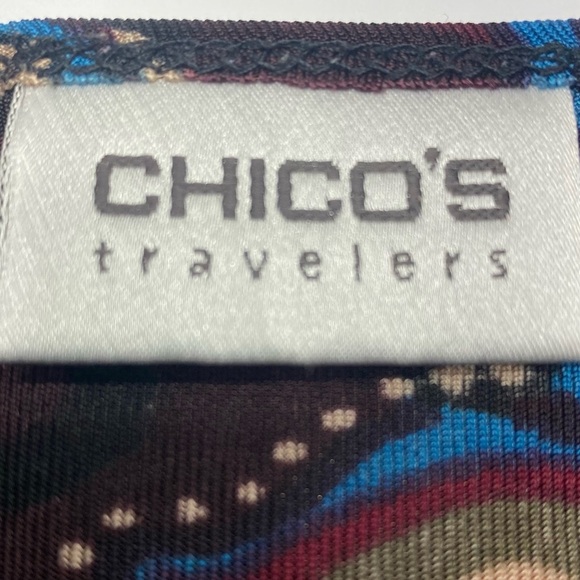 Chico's Travelers Multicolor Paisley Blouse W 3 baby doll front with knot detail - Picture 3 of 13